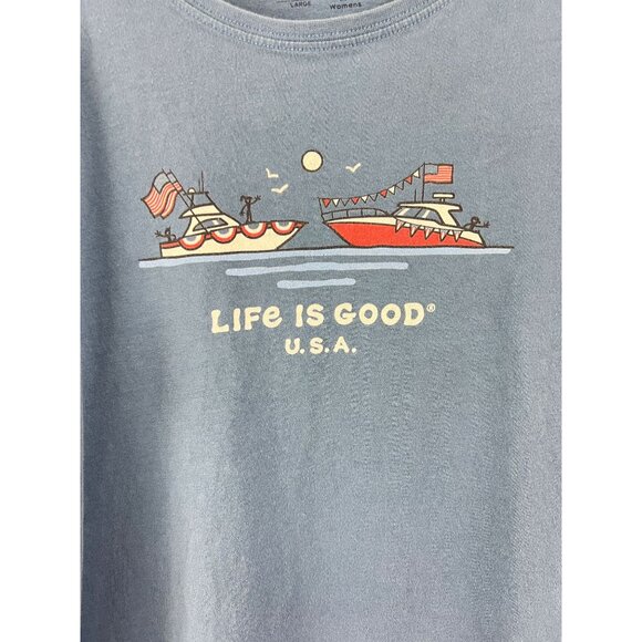 Life Is Good Women's L Crusher T-Shirt Lot of 4 Blue Flowers Boating - Picture 14 of 16